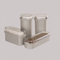 JQ Voordeelset 4 Stuks Beige - 2x Beschuit bewaardoos, ontbijtkoek en cracker bewaardoos