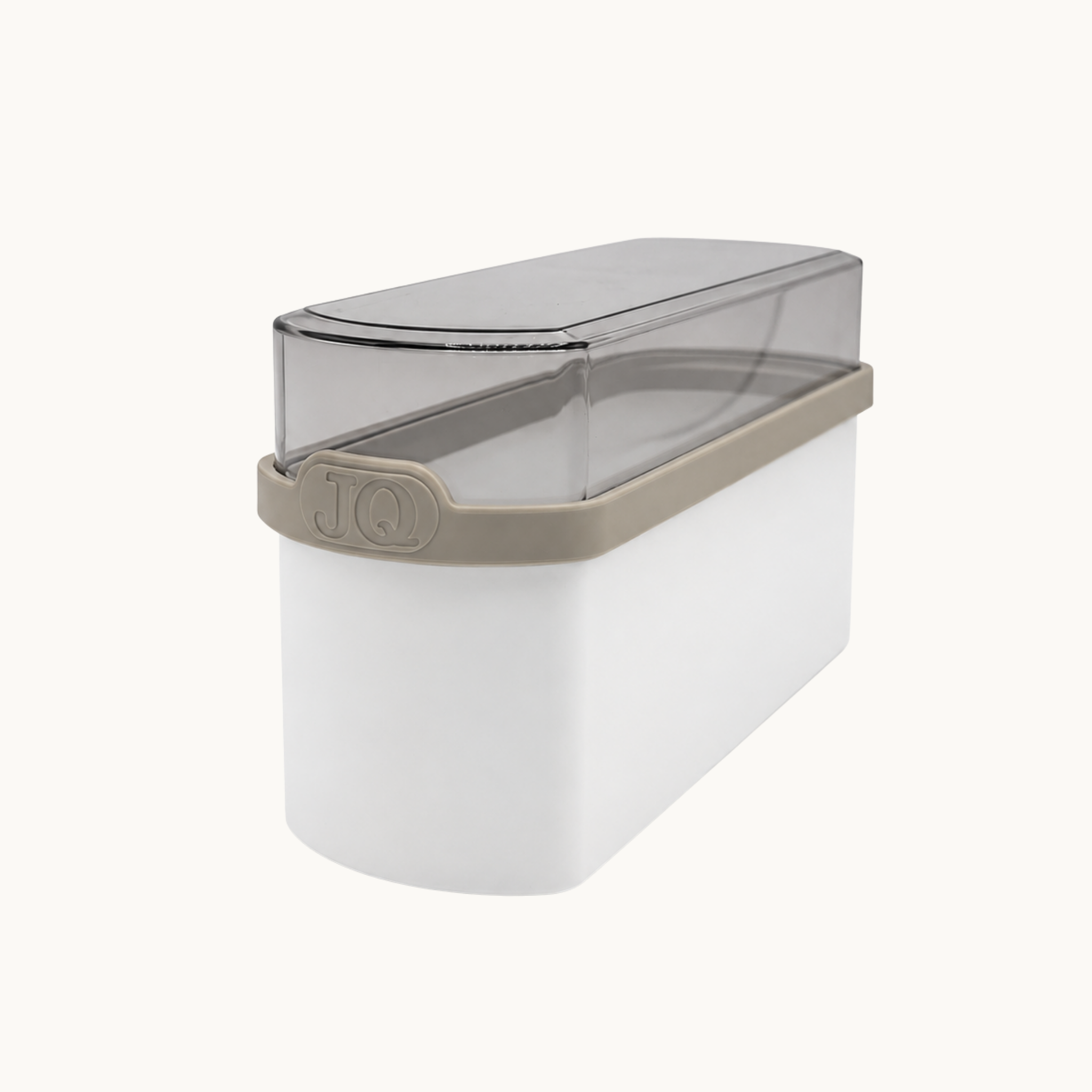 Cracker bewaardoos wit/beige met donkere deksel