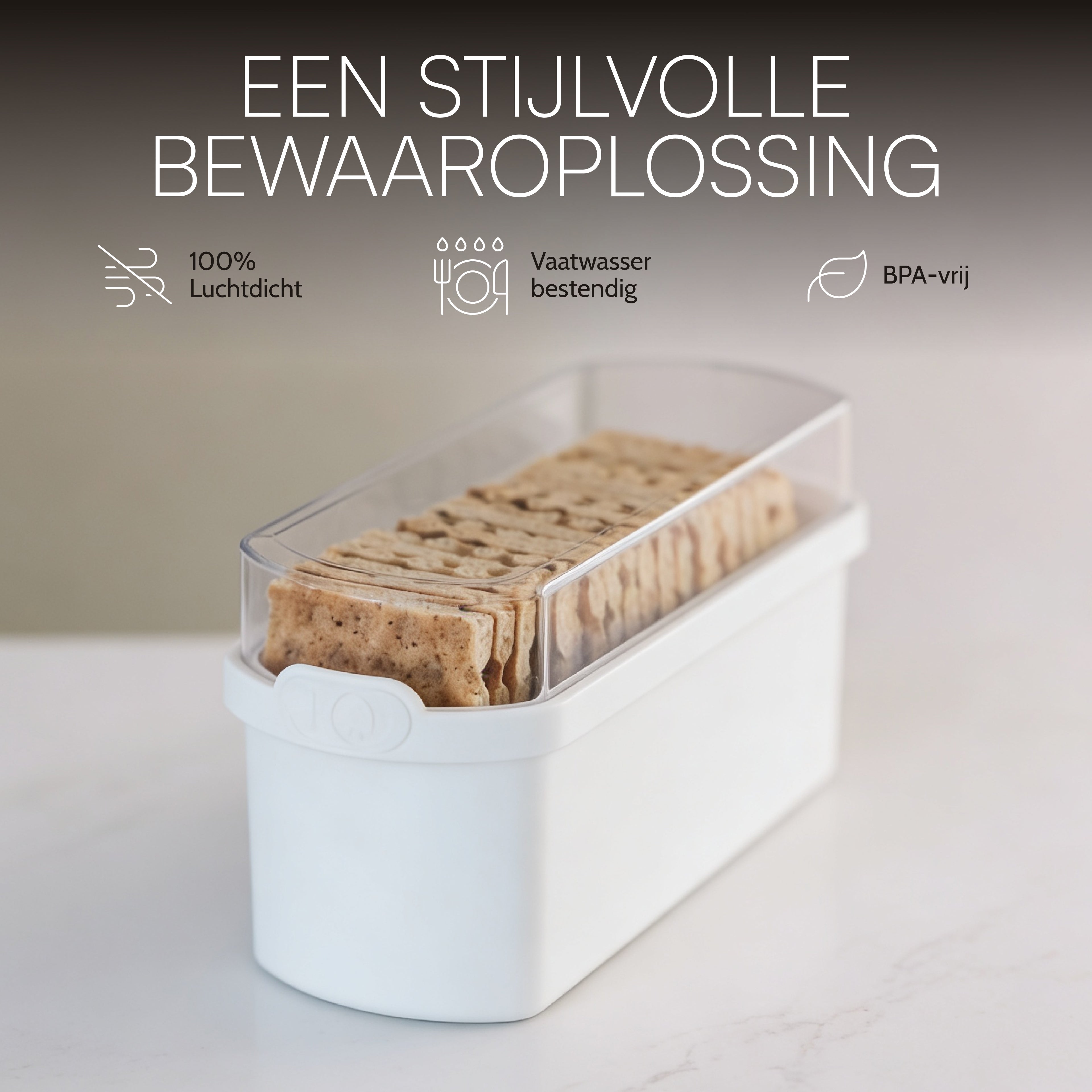 Cracker Bewaardoos Wit/zwart met donkere deksel