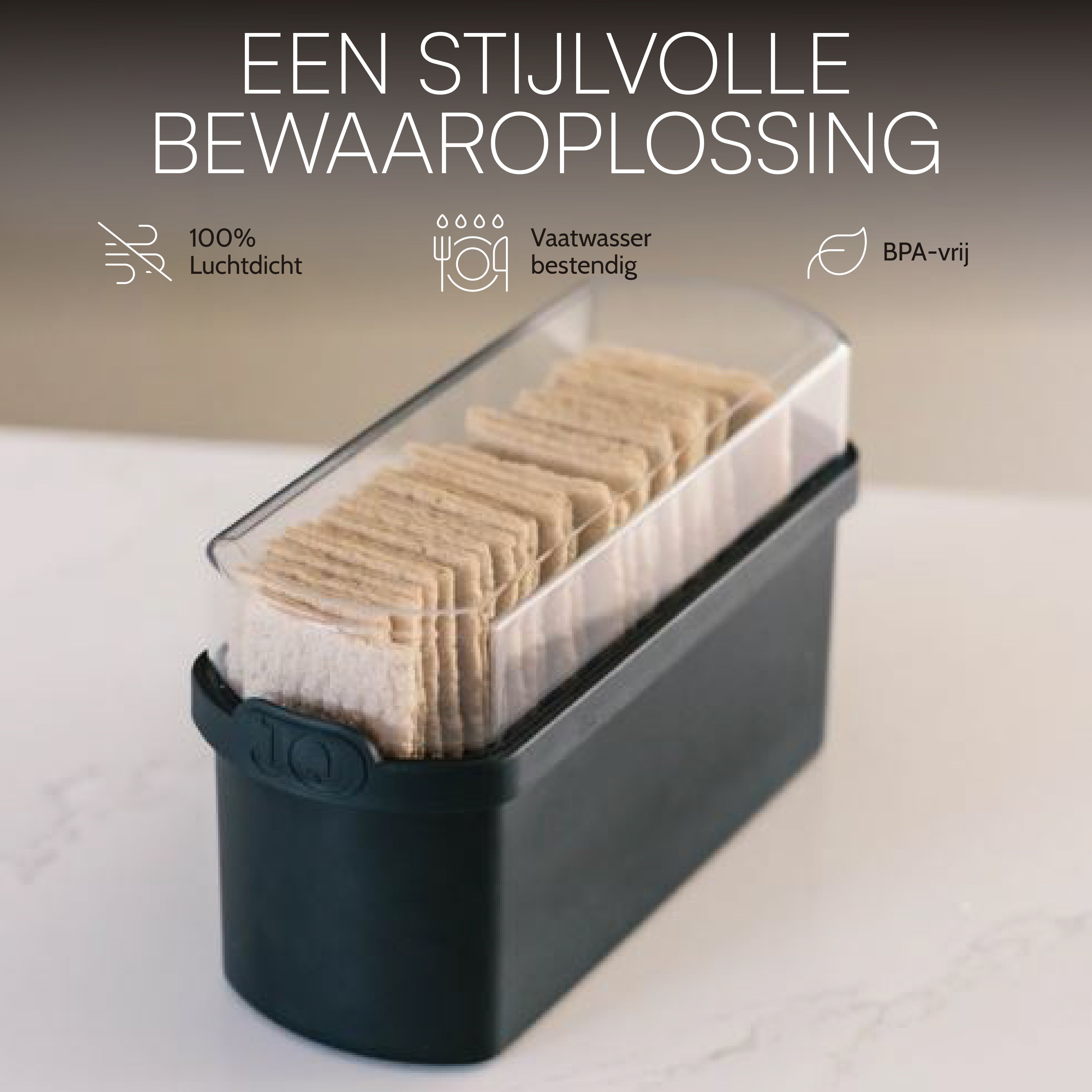 Cracker bewaardoos zwart met donkere deksel