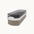 Ontbijtkoek bewaardoos beige/wit met donkere deksel