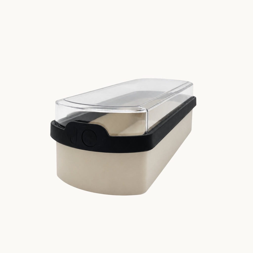 Ontbijtkoek bewaardoos beige/zwart