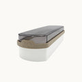 Ontbijtkoek bewaardoos wit/beige met donkere deksel