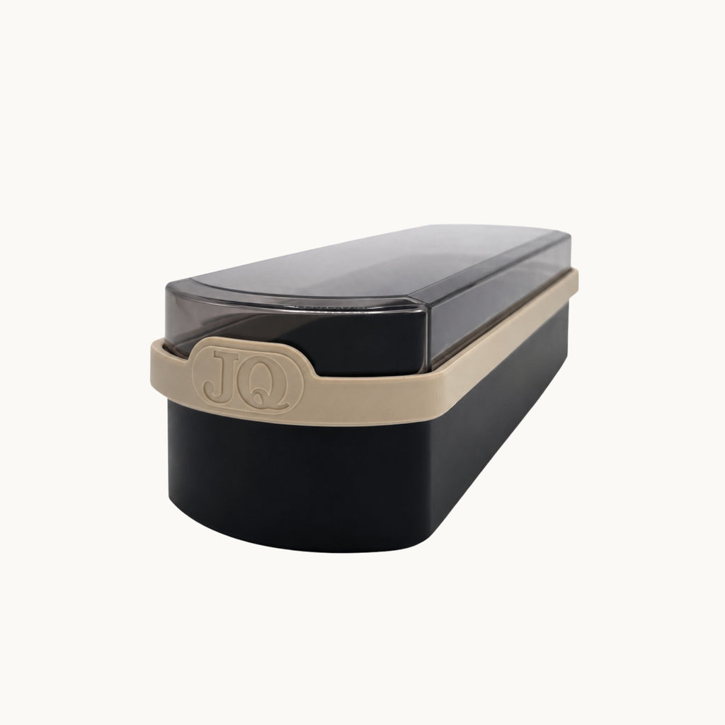 Ontbijtkoek bewaardoos zwart/beige met donkere deksel
