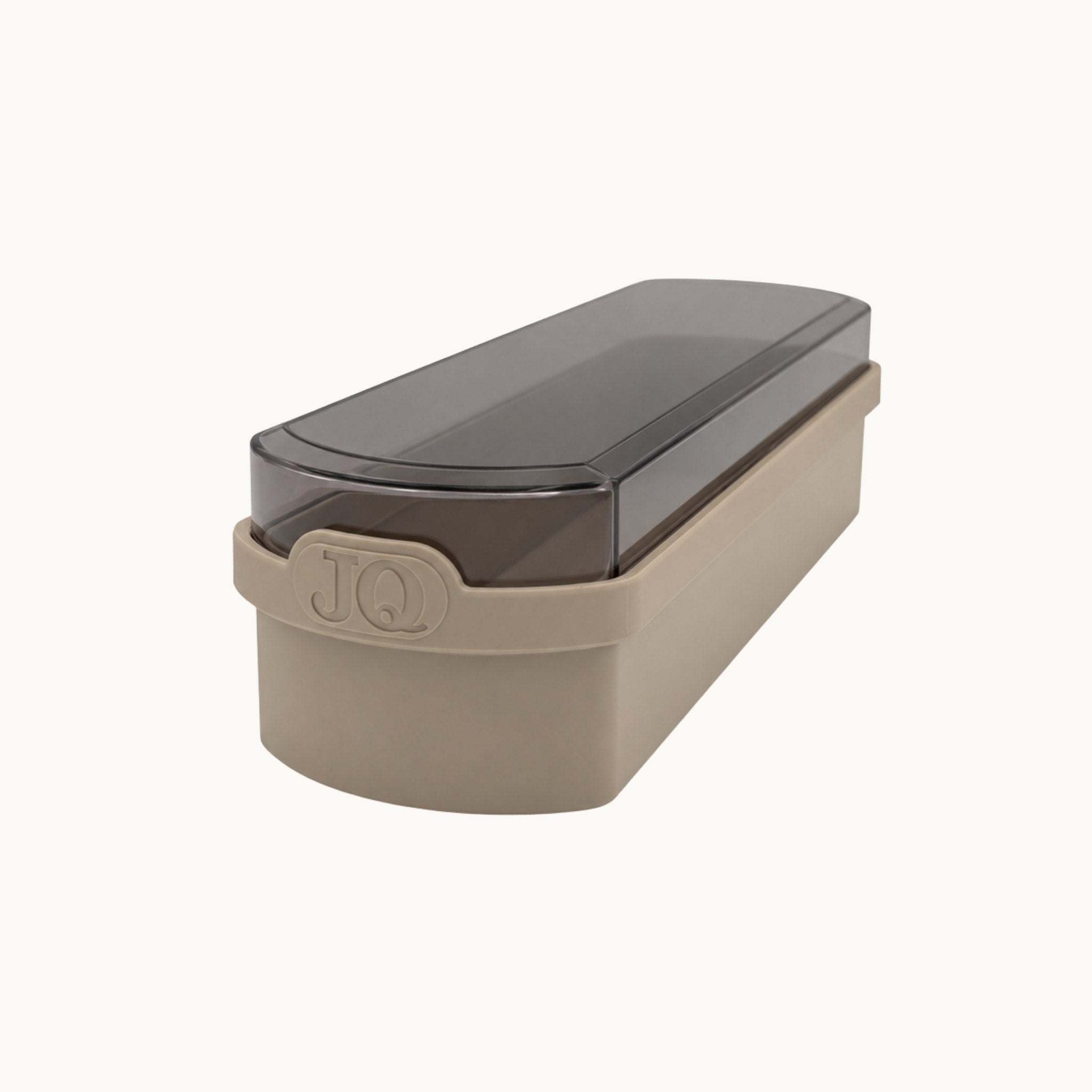 Ontbijtkoek bewaardoos beige met donkere deksel