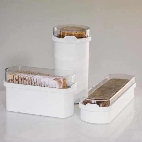 JQ Liv Voordeelset 3 Stuks Wit - Ontbijtkoek, beschuit en Cracker bewaardoos