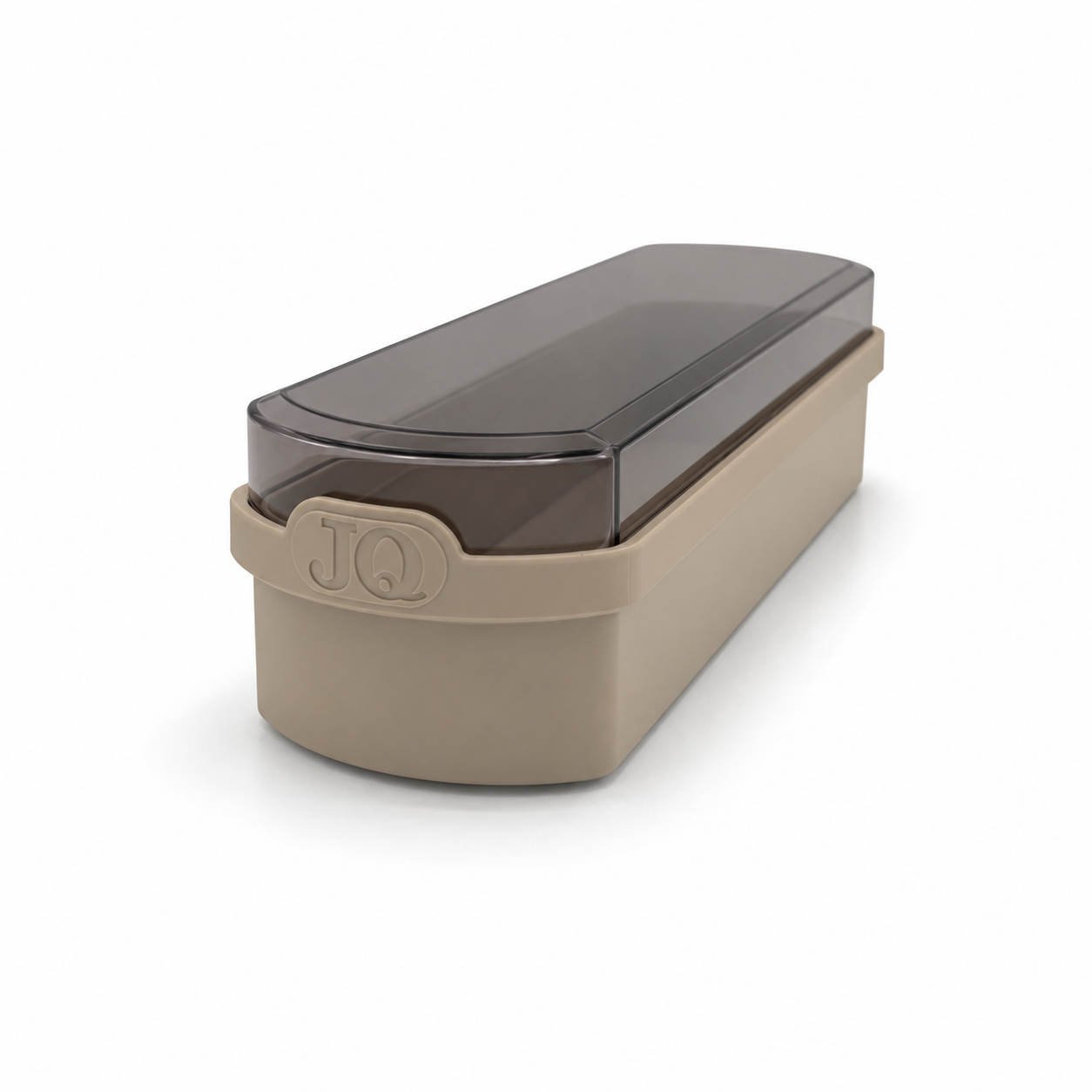 Ontbijtkoek bewaardoos beige met donkere deksel
