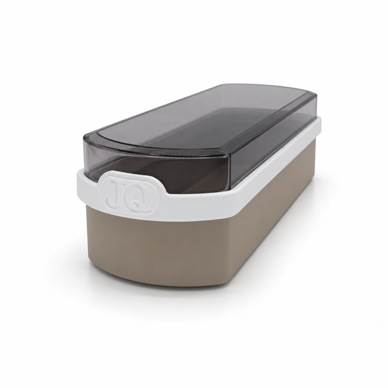 Ontbijtkoek bewaardoos beige/wit met donkere deksel