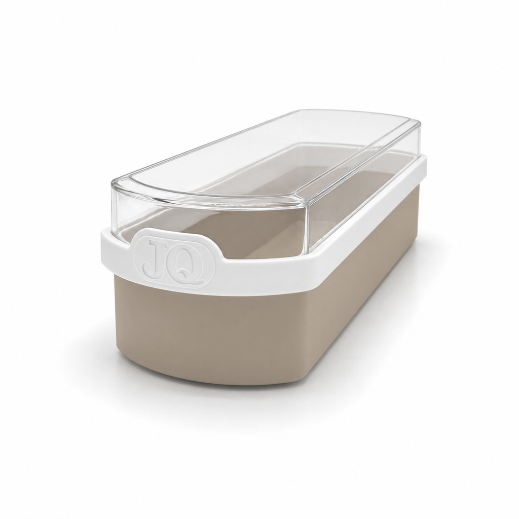 Ontbijtkoek bewaardoos beige/wit