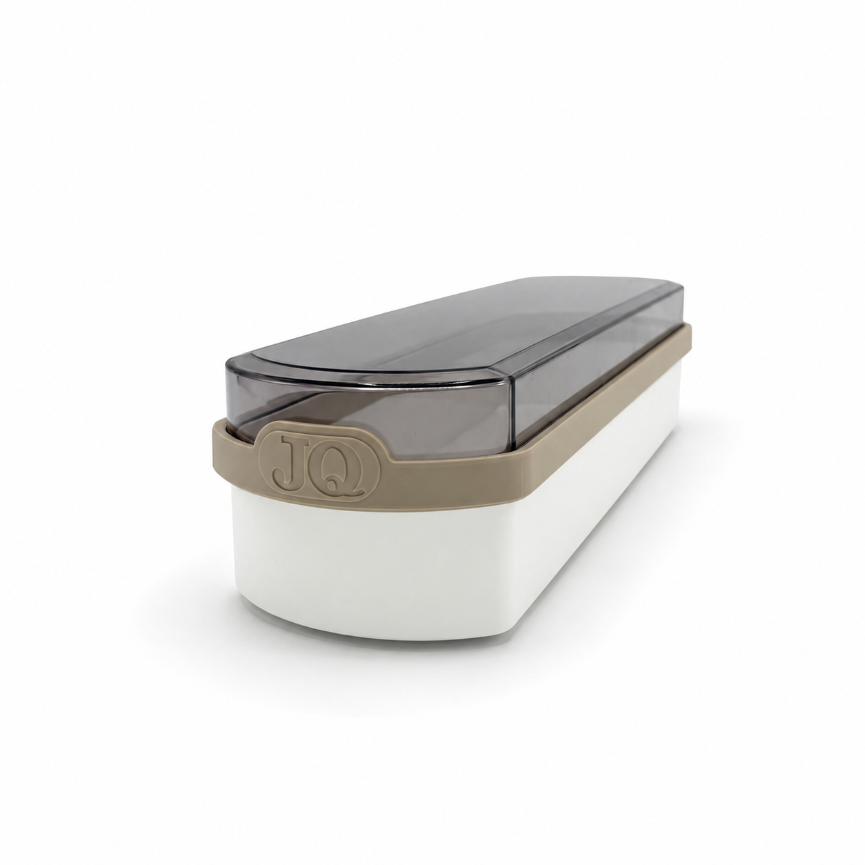Ontbijtkoek bewaardoos wit/beige met donkere deksel